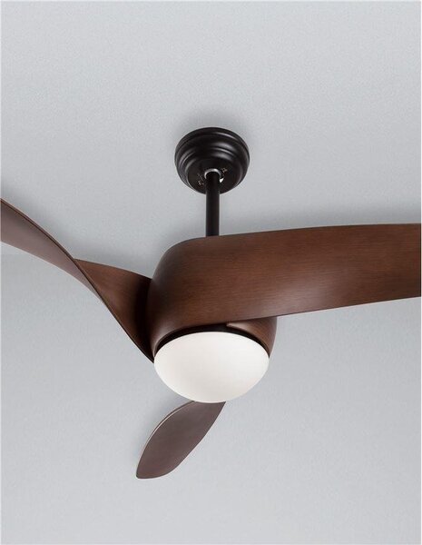 NV 5267611 Stropní ventilátor se světlem BREEZE matná černá / sklo 3ABS dřevěné listy LED 18W 3000K - NOVA LUCE
