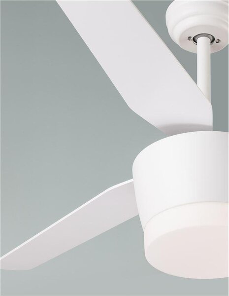 NV 5260261 Stropní ventilátor se světlem MONSOON tělo z oceli matná bílá a sklo 3ABS dřevěné listy LED 18W 3000K - NOVA LUCE