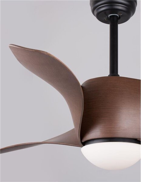 NV 5267611 Stropní ventilátor se světlem BREEZE matná černá / sklo 3ABS dřevěné listy LED 18W 3000K - NOVA LUCE
