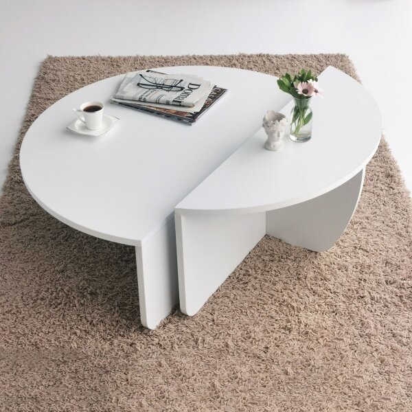SADA 2x Konferenční stolek PODIUM 90x60/85x30 cm bílá