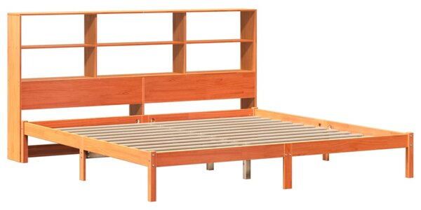 Postel s knihovnou bez matrace 200 x 200 cm masivní borovice 3321609