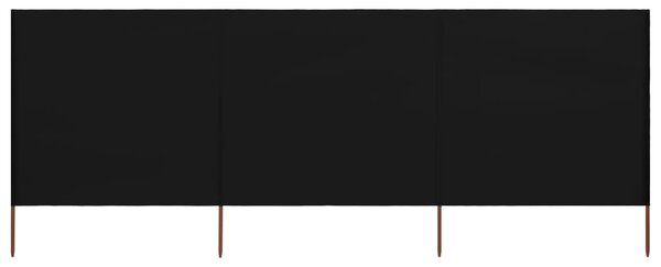 3dílná zástěna proti větru látková 400 x 120 cm černá