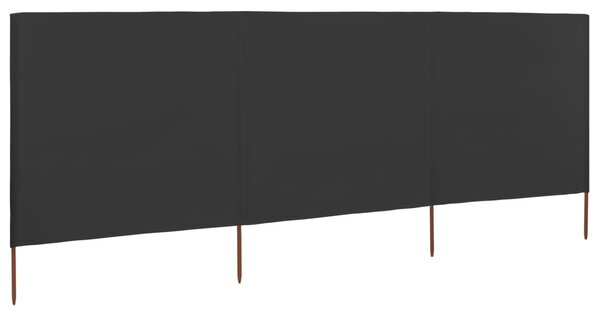 3dílná zástěna proti větru látková 400 x 160 cm antracitová