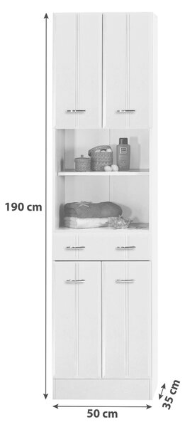 VYSOKÁ SKŘÍŇ, bílá, 50/190/34 cm Held - Koupelnové skříňky vysoké, Online Only