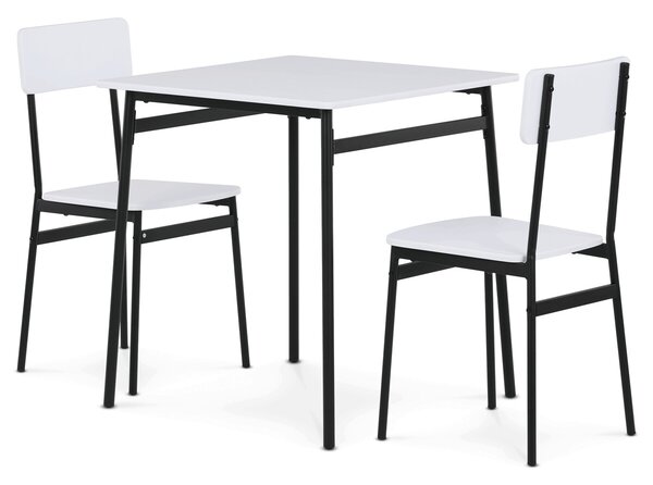 Vikio Jídelní set s 2 židlemi 70x70 cm barva bílá AJSA107B