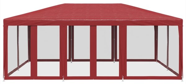 Party stan s 10 síťovanými bočnicemi červený 6 x 4 m HDPE
