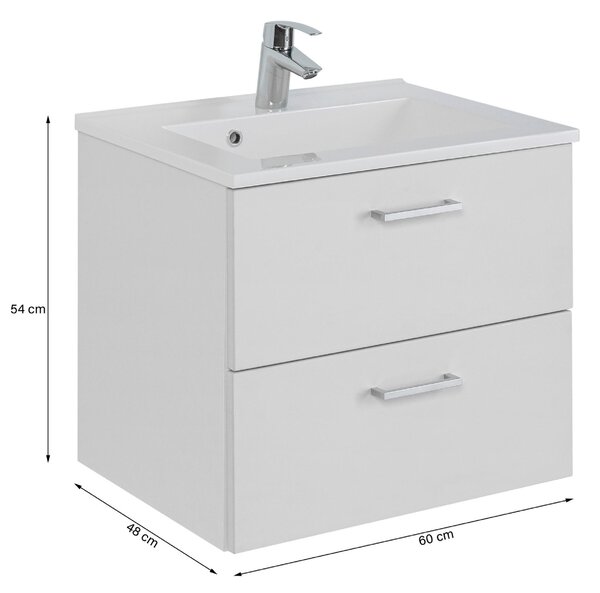 SKŘÍŇKA S UMYVADLEM, šedá, bílá, 60 cm Held - Koupelnové série, Online Only