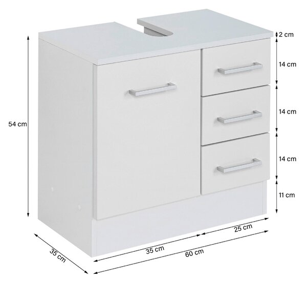 SKŘÍŇKA POD UMYVADLO, bílá, bílá, 60/54/35 cm Held - Koupelnové série, Online Only