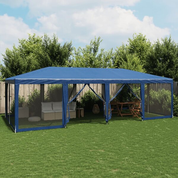 Party stan s 12 síťovanými bočnicemi modrý 8 x 4 m HDPE