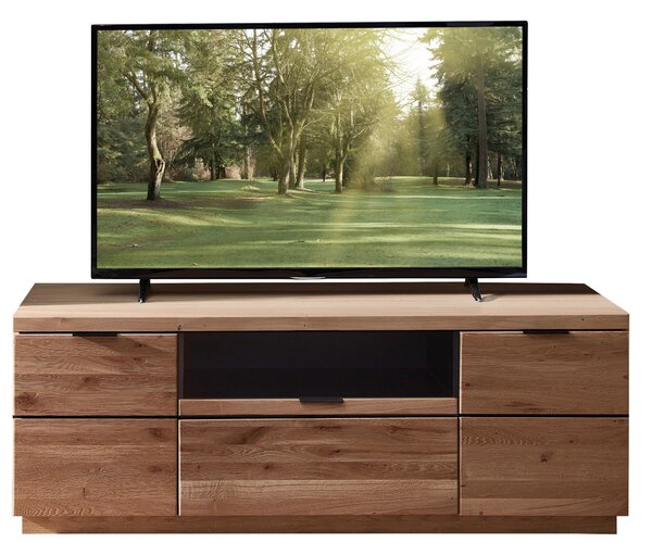KOMODA POD TELEVIZI, divoký dub, černá, divoký dub, 166/60/50 cm Linea Natura - Komody z masivu