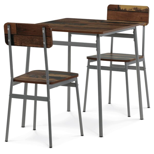 Vikio Jídelní set s 2 židlemi 70x70 cm dekor old wood AJSA108OW