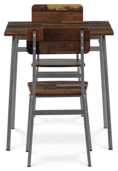 Vikio Jídelní set s 2 židlemi 70x70 cm dekor old wood AJSA108OW