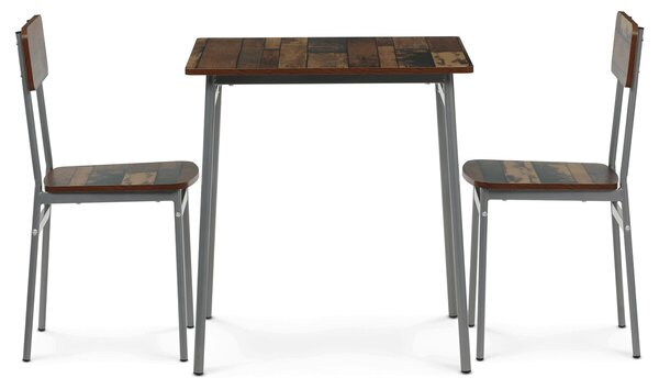 Vikio Jídelní set s 2 židlemi 70x70 cm dekor old wood AJSA108OW