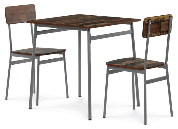 Vikio Jídelní set s 2 židlemi 70x70 cm dekor old wood AJSA108OW
