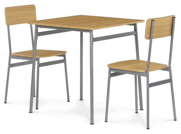 Vikio Jídelní set s 2 židlemi 70x70 cm dekor dub AJSA108D