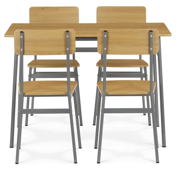 Vikio Jídelní set s 4 židlemi 110x70 cm dekor divoký dub AJSA109D