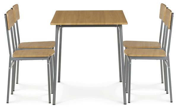 Vikio Jídelní set s 4 židlemi 110x70 cm dekor divoký dub AJSA109D