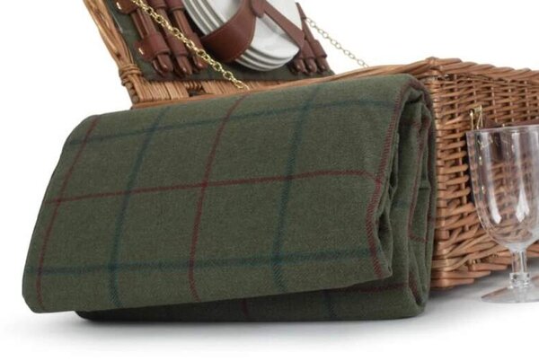 Willow Direct Piknikový koš GREEN CLASSIC proutěný pro 4 osoby s dekou