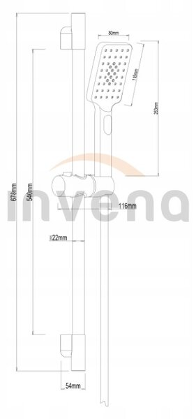 Invena Midnight, sprchový sloup s ruční sprchou, černá-růžové zlato, AU-35-014-S