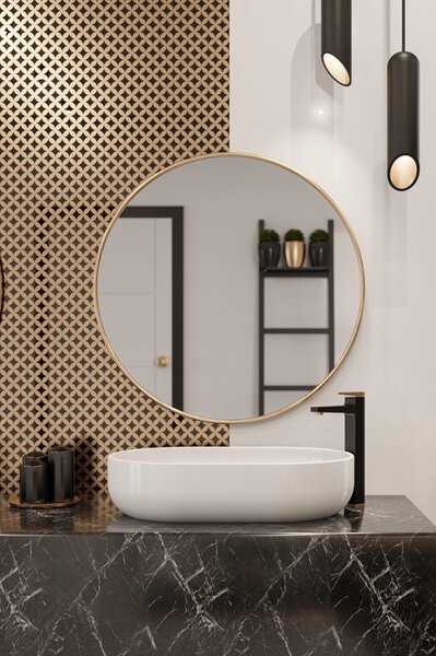 Invena Midnight, vysoká umyvadlová baterie, černá-růžové zlato, BU-35-W14-V