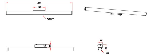 Trio Leuchten 283270306 MATTIMO - Koupelnové LED nástěnné svítidlo s vypínačem, lesklý chrom 8,6W, 3000K, IP44, 80cm (Nástěnné svítidlo do koupelny k zrcadlu s vypínačem )