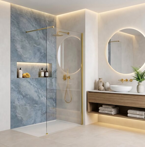 Sprchová zástěna Rea Flexi Transparent / Gold 70