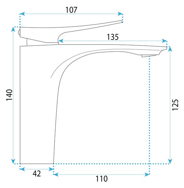 Rea Vision Premium, umyvadlová baterie h-140, zlatá lesklá, REA-B6341