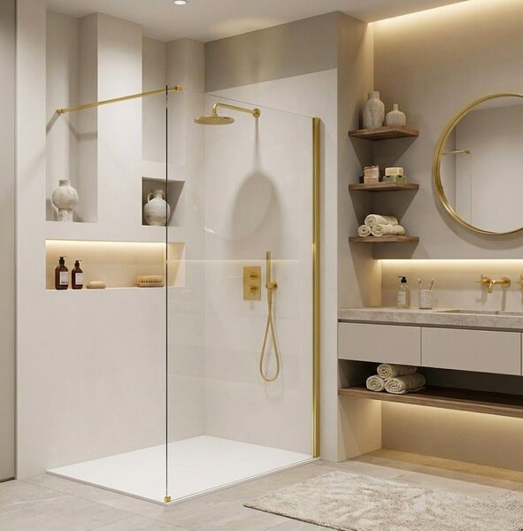 Sprchová zástěna Rea Flexi Transparent / Gold 130