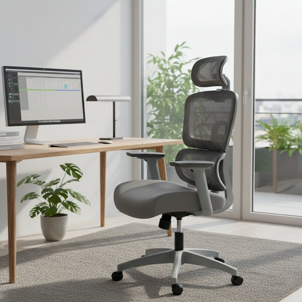 Ergonomická kancelářská židle COSMO - šedá síťovina / nosnost 150 kg