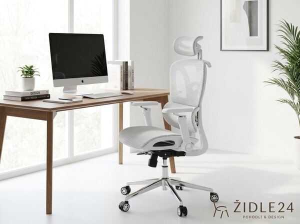 Ergonomická kancelářská židle FORCE - šedá síťovina