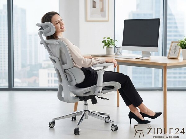 Ergonomická kancelářská židle EXECUTIVE - šedá síťovina