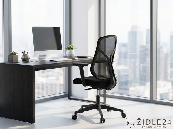 Ergonomická kancelářská židle NOMI - černá síťovina