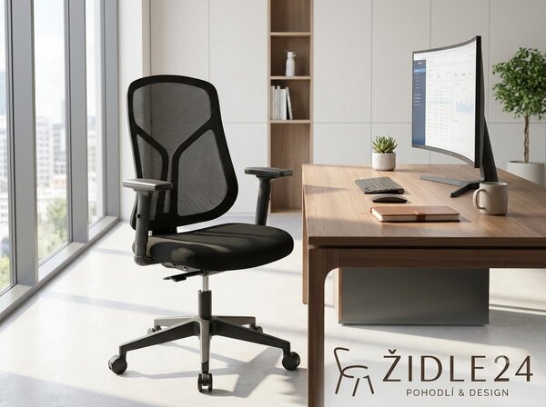 Ergonomická kancelářská židle NOMI - černá síťovina