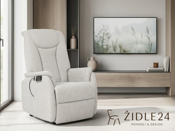 Elektrické polohovací TV křeslo SEN - béžová látka