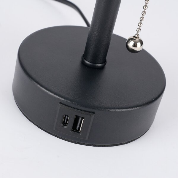 Brilagi - Stolní lampa s USB portem TABLON 1xE27/25W/230V černá/šedá