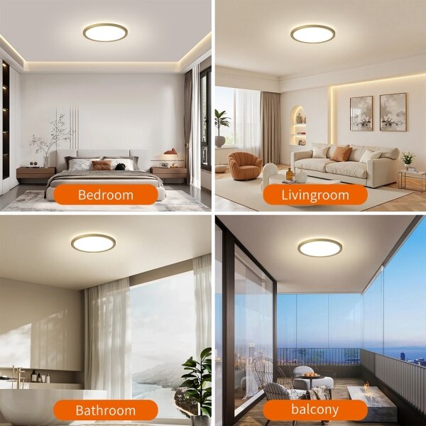 Brilagi - LED Koupelnové svítidlo ULTRA SLIM LED/12W/230V pr. 22,5 cm zlatá IP54
