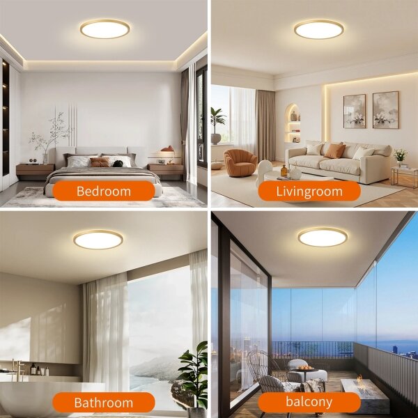 Brilagi - LED Koupelnové svítidlo ULTRA SLIM LED/18W/230V pr. 30 cm zlatá IP54