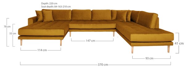 -25 % Dny MOMENTI– Nordic Living Sametová rohová pohovka Limo 370 cm, levá