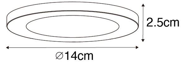 Sada 6 zapuštěných nebo povrchových bodových světel bílá 14 cm vč. LED 3-stupňové stmívání do tepla s přepínačem Dip - Trans