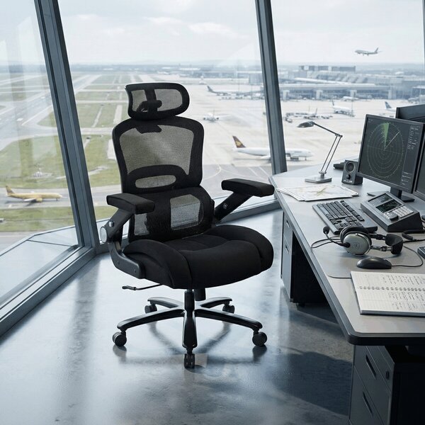 Ergonomická kancelářská židle AIR - černá síťovina / látka / nosnost 180 kg
