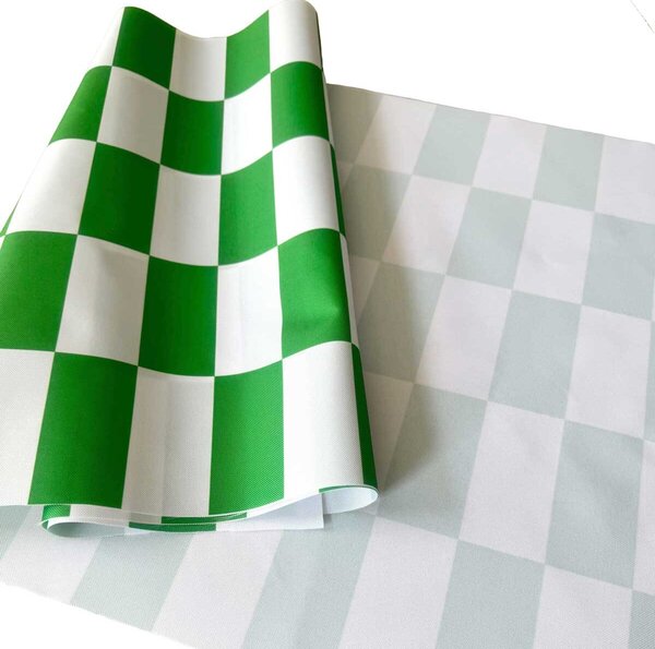 Venkovní látka Pergola (Oxford), 200 g/m², šíře 160 cm, bílo-zelená šachovnice 5x10 cm