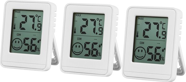 Livarno® Teploměr a vlhkoměr, 3dílná sada (bílá) (100400359001)