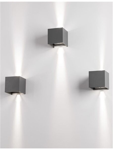 NV 847407 Venkovní nástěnné svítidlo COMO tmavě šedý hliník LED 2x3W 3000K 3000K 220-240V nastavitelný úhel 0-90st. IP54 - NOVA LUCE
