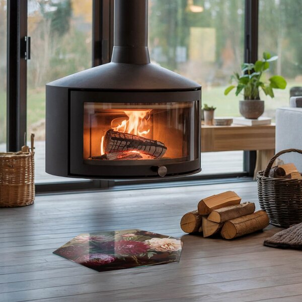 Šestihranné sklo před krb Květinový detail v plném květu ppkprntsz-00282730