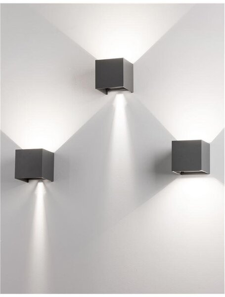 NV 847407 Venkovní nástěnné svítidlo COMO tmavě šedý hliník LED 2x3W 3000K 3000K 220-240V nastavitelný úhel 0-90st. IP54 - NOVA LUCE