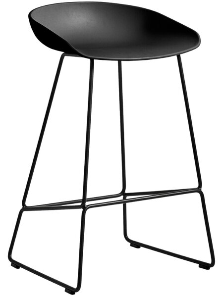 HAY Černá plastová barová židle AAS 38 s kovovou podnoží 64 cm