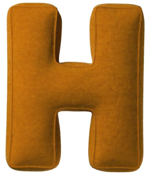 Yellow Tipi Cihlově oranžový sametový polštář písmeno H 40 cm