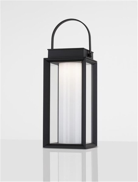 NV 9002862 Venkovní stolní lampa VERHAAL černý hliník a čiré sklo LED 2W 3000K 3,7V 360st. IP54 solární / USB kabel / vypínač na těle - NOVA LUCE