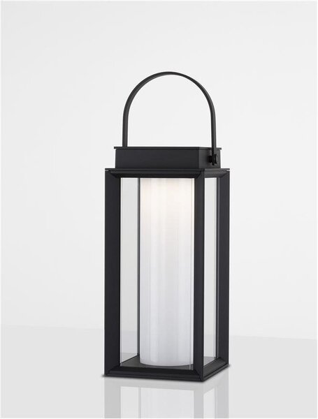 NV 9002862 Venkovní stolní lampa VERHAAL černý hliník a čiré sklo LED 2W 3000K 3,7V 360st. IP54 solární / USB kabel / vypínač na těle - NOVA LUCE