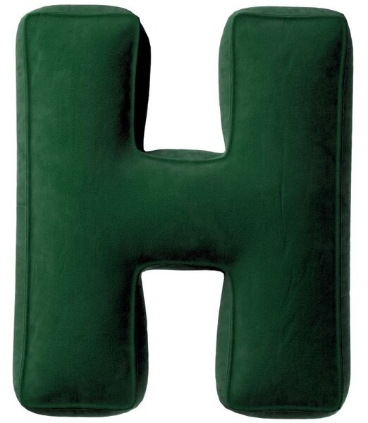 Yellow Tipi Tmavě zelený sametový polštář písmeno H 40 cm